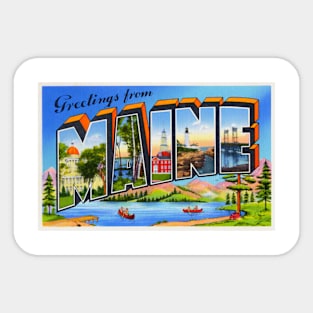 Greetings from Maine - Vintage Large Letter Postcard Sticker